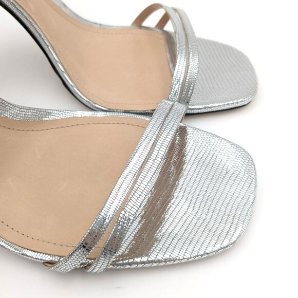 Schutz Altina Women's Embossed Leather Sandals Prata Silver Size US10B EU40 - Picture 8 of 10